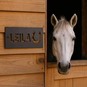 Lovas istálló név felirat logoval